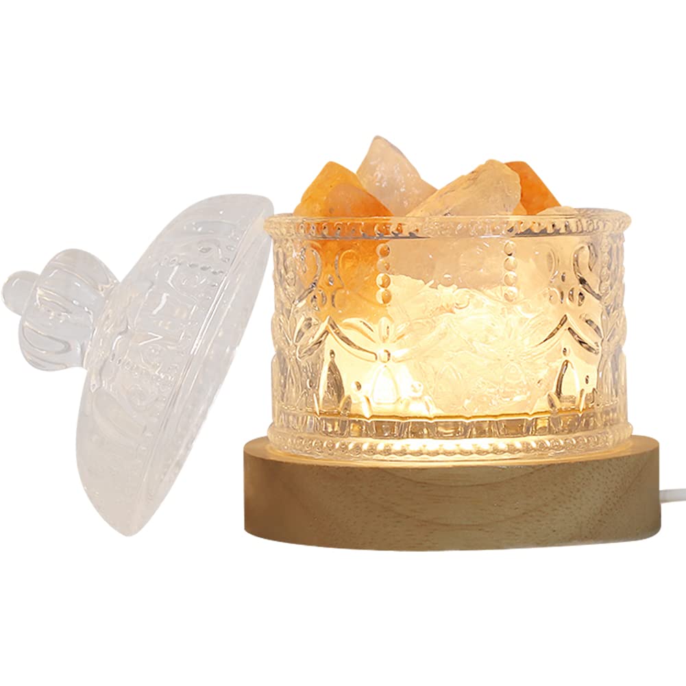 【送料無料】HIGHAWKアロマランプ ベッドサイド ライト クリスタル LED ガラス瓶 睡眠ライト 蓋付き 岩..