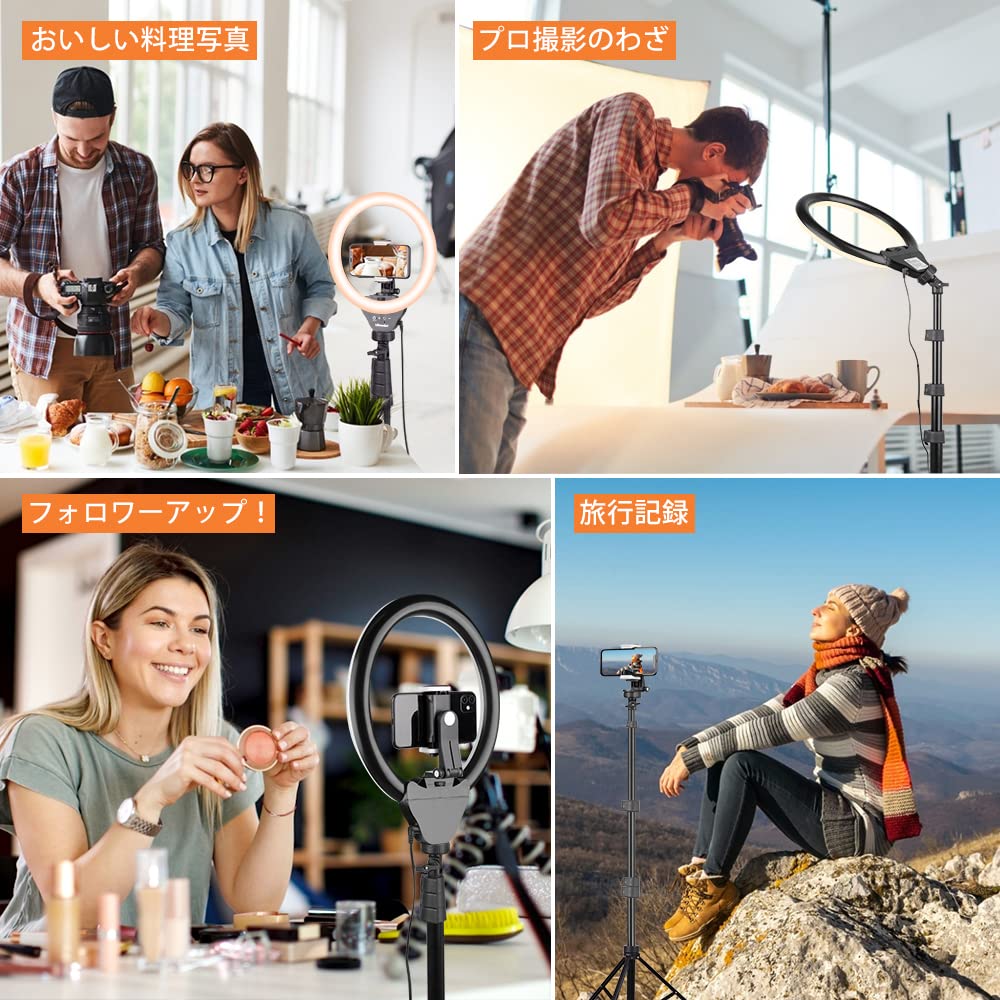 ������̵����UBeesize 10�����LED��󥰥饤�� 158cm�����դ� ���ƥ饤�� ���ޥۥ���å׼� ��ͥ�饤�� �ӥǥ��饤�� �⵱�� ������/�ӥǥ�Ͽ�� (YouTube/Instagram/TikTok�ʤ�ư�軣��) ���ޥ�/�����Ŭ�� 10�����(5���⡼��)