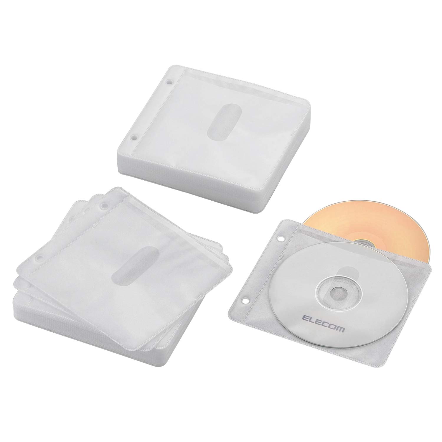 【送料無料】エレコム DVD CDケース 不織布 両面収納 2穴付 60枚入 120枚収納可 ホワイト CCD-NBWB120WH