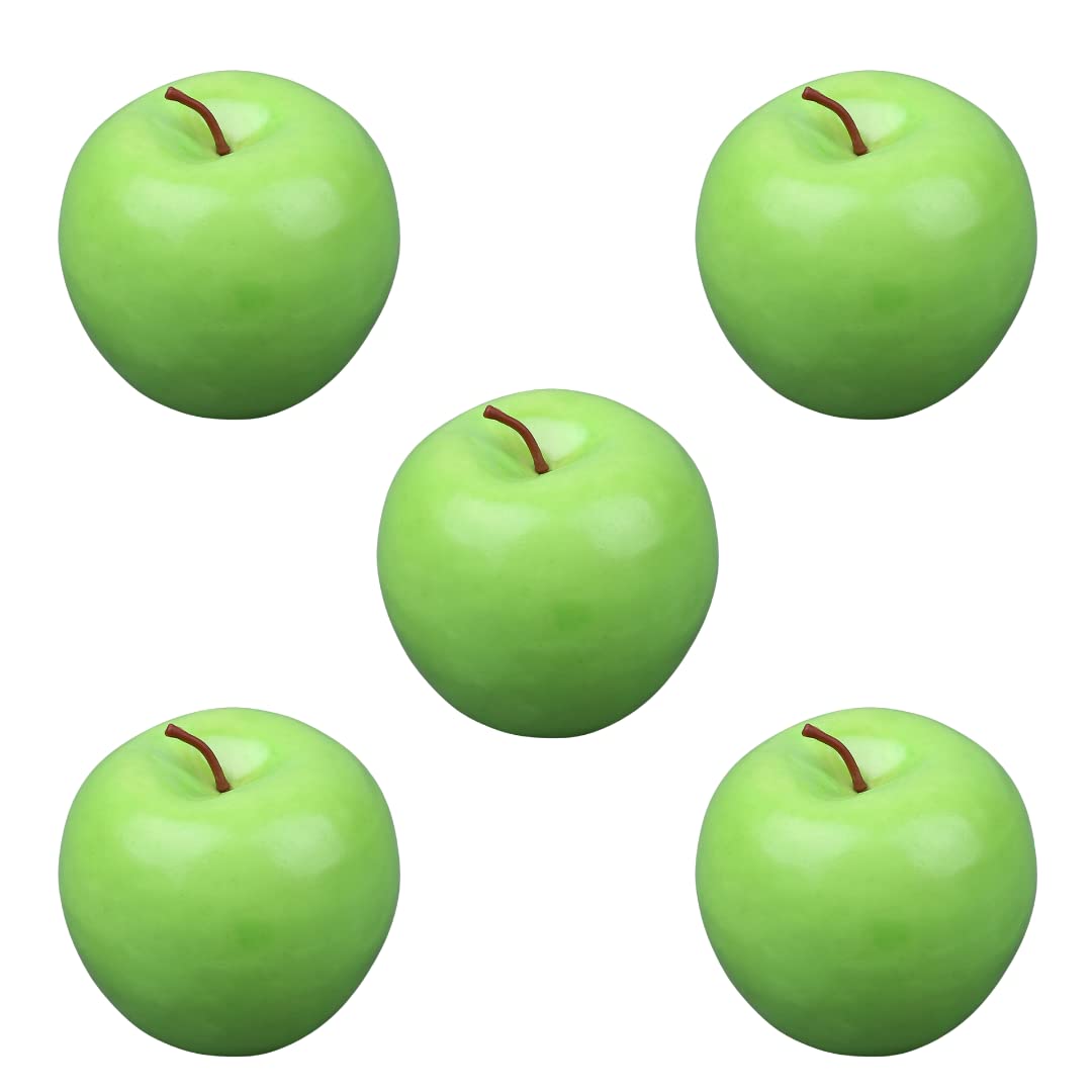 【送料無料】Charmoon 食品 サンプル りんご 果物 フルーツ リアル 原寸大 レプリカ ディスプレイ インテリア 展示 模型 5個 セット (グリーン)