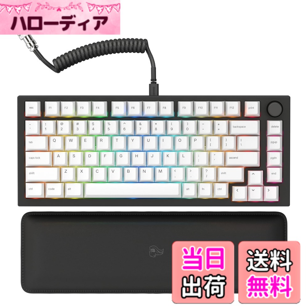 【送料無料】Glorious グロリアス GMMK PRO ゲーミングきーボード 75% コンパクト ブラック LEDバックライト付き 英語配列 光る RGB メカニカルキーボード 有線 タイプc USB Mechanical keyboard gaming (83キー) 国内正規品