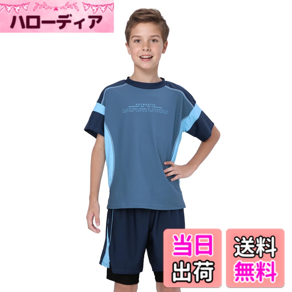 商品情報商品の説明主な仕様 [快適なフィット感]: フィット感抜群のラッシュガード付きで、動きやすく、夏のアクティビティに最適です。ご注意：2XL=130、3XL=140、4XL=150、5XL=160、6XL=170br[日焼け防止機能]: 日差しから肌を守るラッシュガードが搭載されており、安心して外で遊べます[多用途デザイン]: 競泳用だけでなく、スイミングやフィットネスなど幅広いスポーツシーンに対応する万能な水着です[速乾性素材使用]: 水に濡れてもすぐに乾く素材を使用しており、快適な着心地を提供します[年齢層広範囲対応]: 小学生から中学生、高校生まで、子供たちの成長に合わせたサイズ展開があり、多くのジュニアにフィットします
