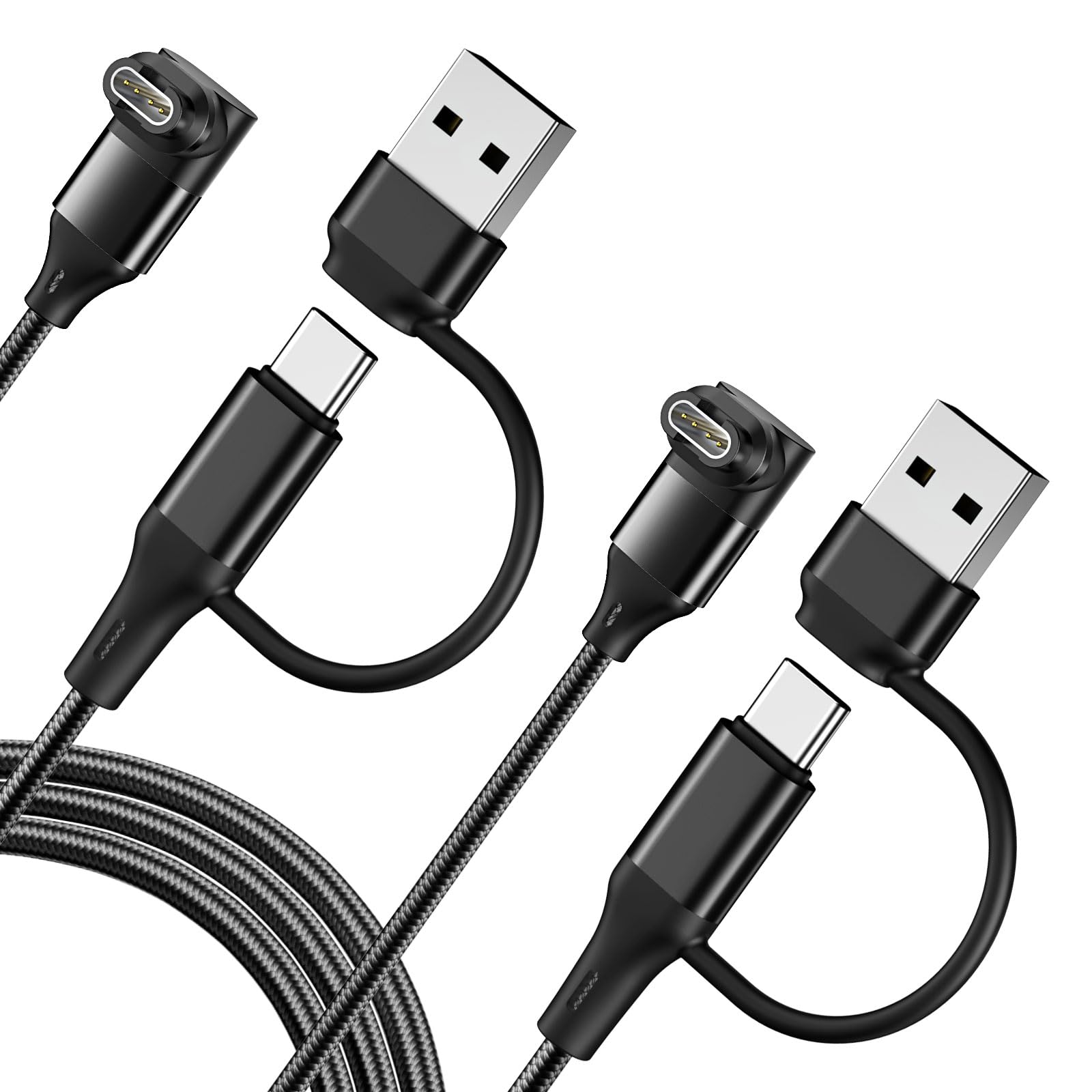  MoKo 2in1 ガーミン用充電ケーブル USB-A/TYPE-C 編込み式 1m 急速充電器 L字型 ガーミンスマートウォッチ対応 Fenix8/7/6/5/Vivoactive6/5/4/3/Venu4/3/2/Forerunne965/265/165/ForeAthlete55/Instinct3/2/ApproachS60などに互換性ありチャー