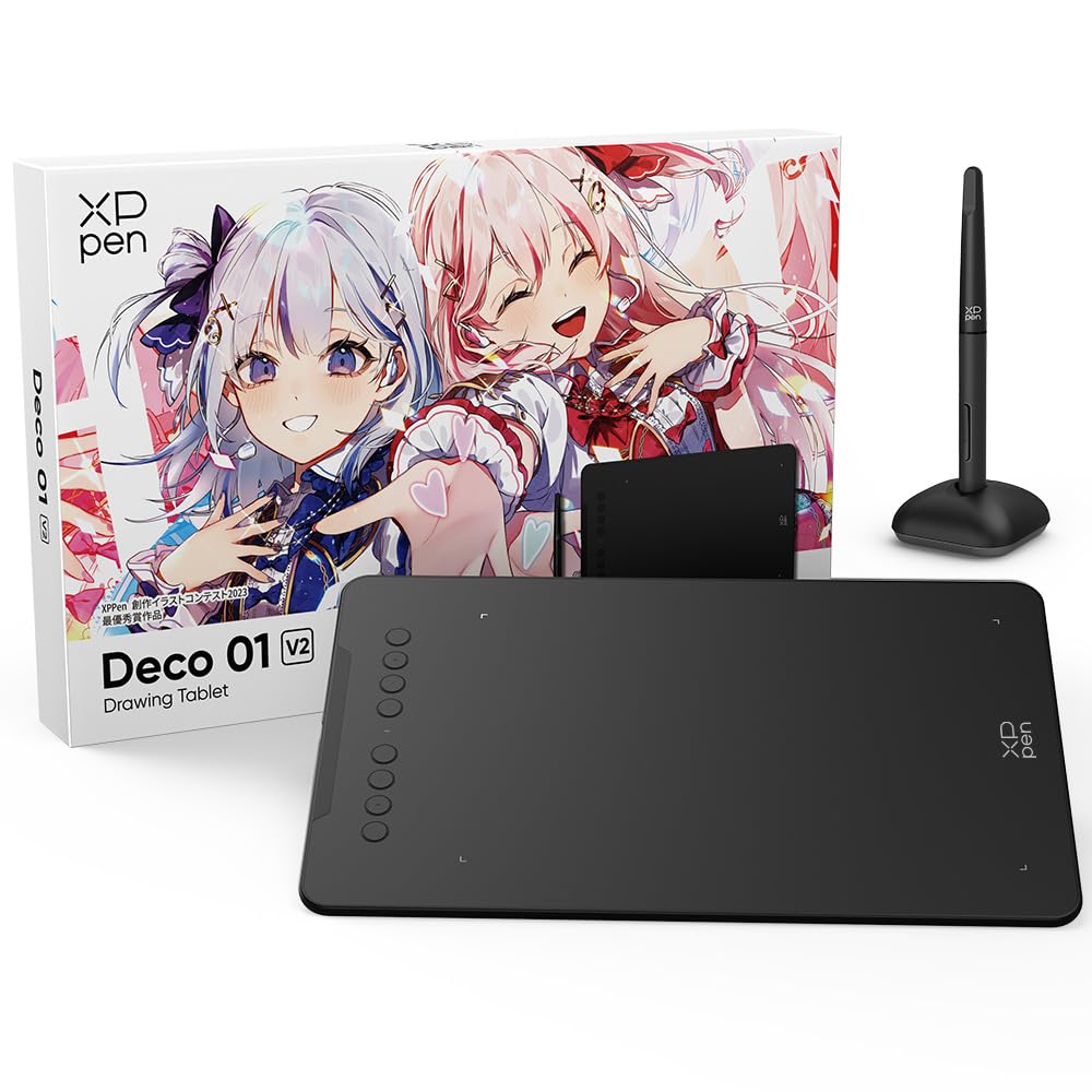 【送料無料】XPPen ペンタブレット Decoシリーズ 板タブ スマホ対応 絵描きペンタブ ペイントソフト付き Androidに対応 イラストコンテスト記念版 Deco01V2
