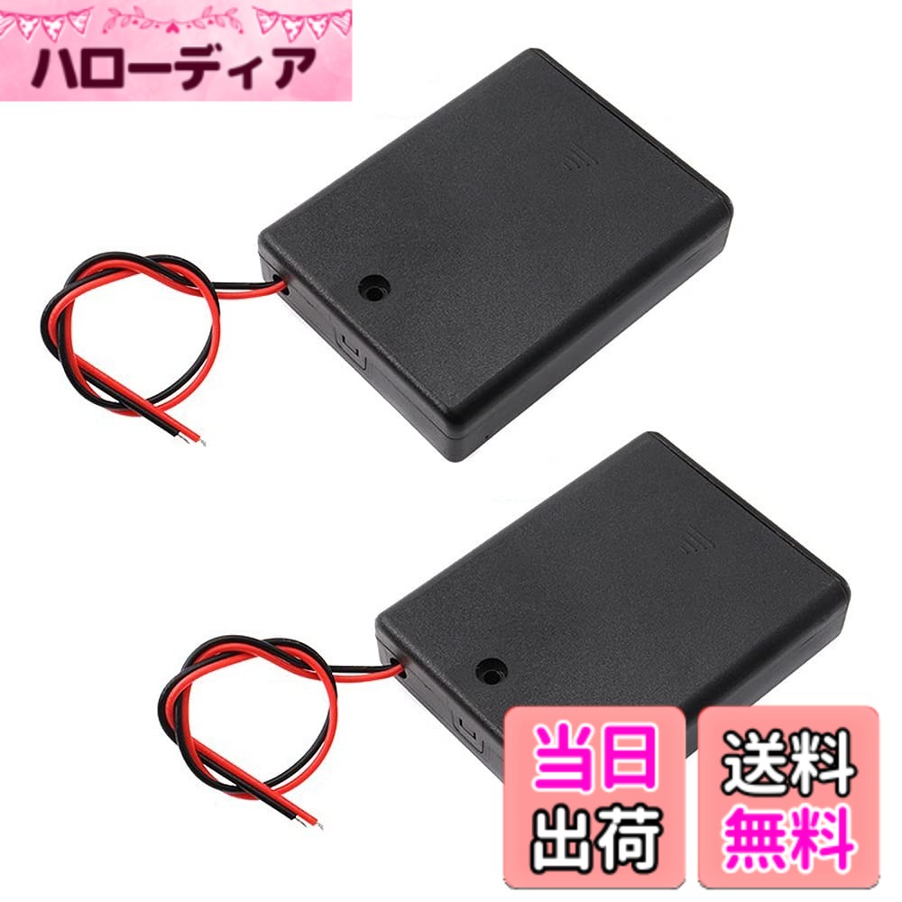 商品情報商品の説明主な仕様 サイズ：63*49*15mm（6V）材質：プラスチック製。 重量：23gbrセット内容：4本電池ボックス*2　※電池は付属いたしません。カバー、ON/OFFスイッチ、接続用のワイヤーリードが付いています。電子工作、LEDフラッシュライト、おもちゃ、リモコンなど、様々な用途に適用します。