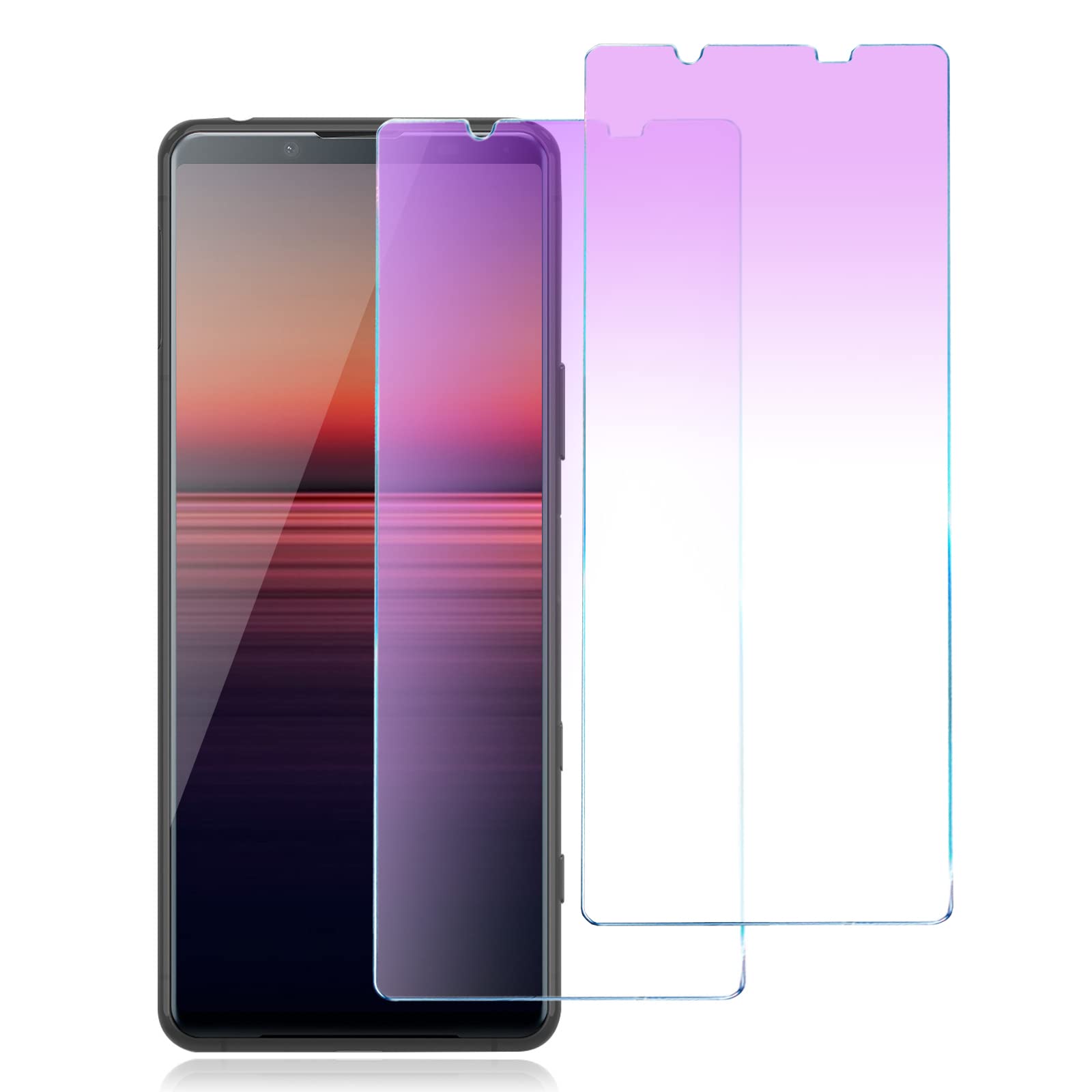【送料無料】【ブルーライトカット】 Xperia 1 II 用 ガラスフィルム SO-51A SOG01 液晶保護フィルム ブルーライト エクスペリア1 マーク2 フィルム 貼り付け簡単/指紋防止/気泡ゼロ/自動吸着/硬度9H/2枚セット