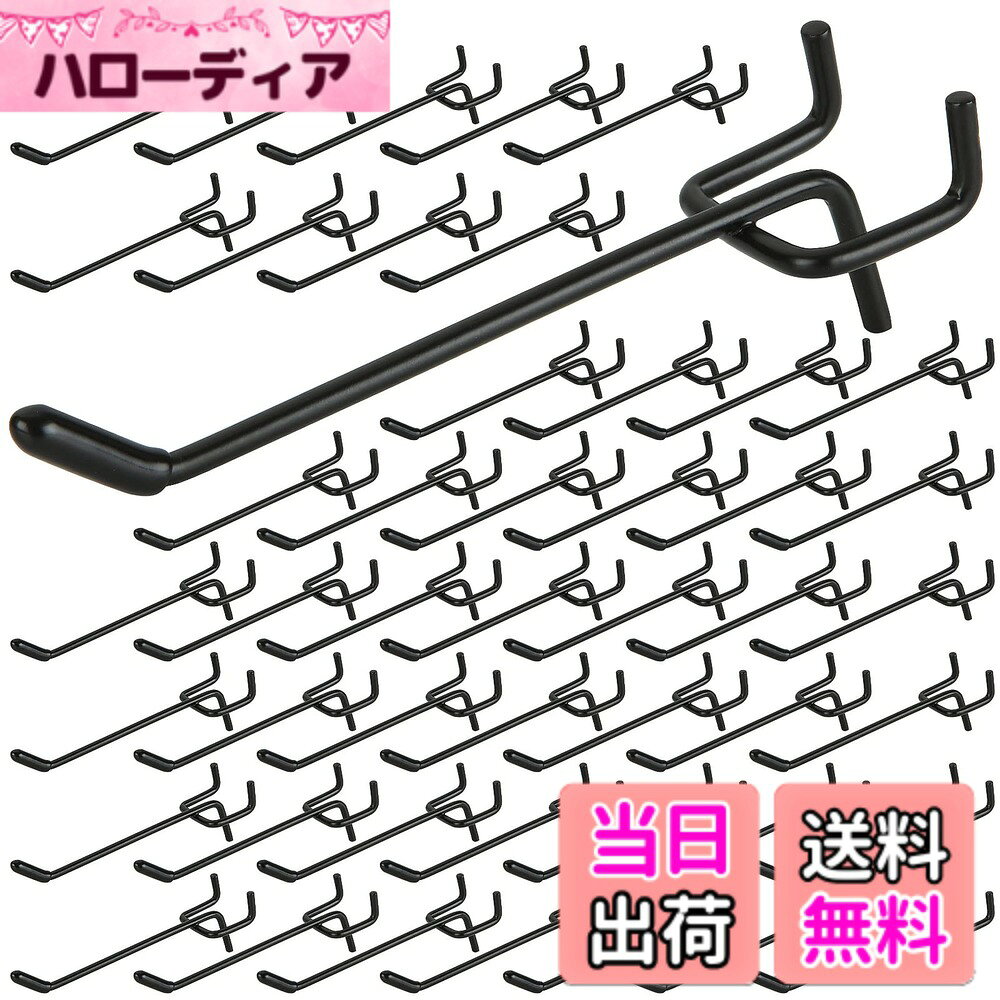 【送料無料】RILIHII 10cm 有孔ボード フック セット ゴム付き T型 厚さ 5.5mm ボード 対応 穴 ピッチ 25mm 穴径 5mm 専用 固定 止め 金具 パンチングボード 穴あき ボード ペグボード マットブラック (50本 セット)
