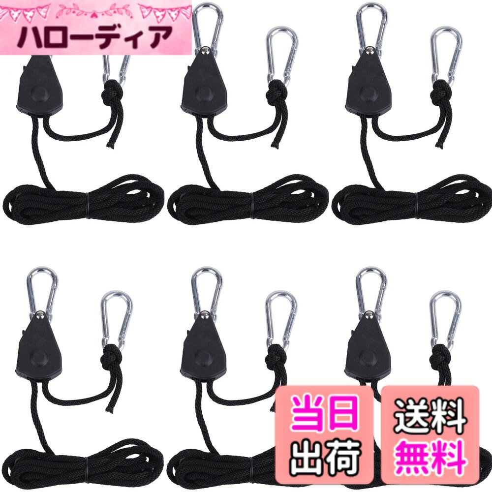 【送料無料】ルボナリエ ロープラチェット 荷造りベルト ロープタイトナー キャンプ用品 ロープテンショナー ロープハンガー カラビナ 吊り下げ 耐荷重 68kg/対 6個 セット (ブラック) hellodear-11367117 ハローディア楽天市場店 パッケージ画像