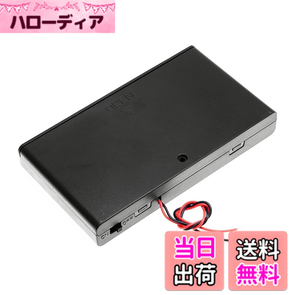 商品情報商品の説明主な仕様 サイズ：120*70*20mm（12V）　材質：プラスチック製セット内容：8本電池ボックス*1　※電池は付属いたしません。カバー、ON/OFFスイッチ、接続用のワイヤーリードが付いています。ばね荷重設計により、バッテリーを簡単に取り付けることができます。電子工作、LEDフラッシュライト、おもちゃ、リモコンなど、様々な用途に適用します。