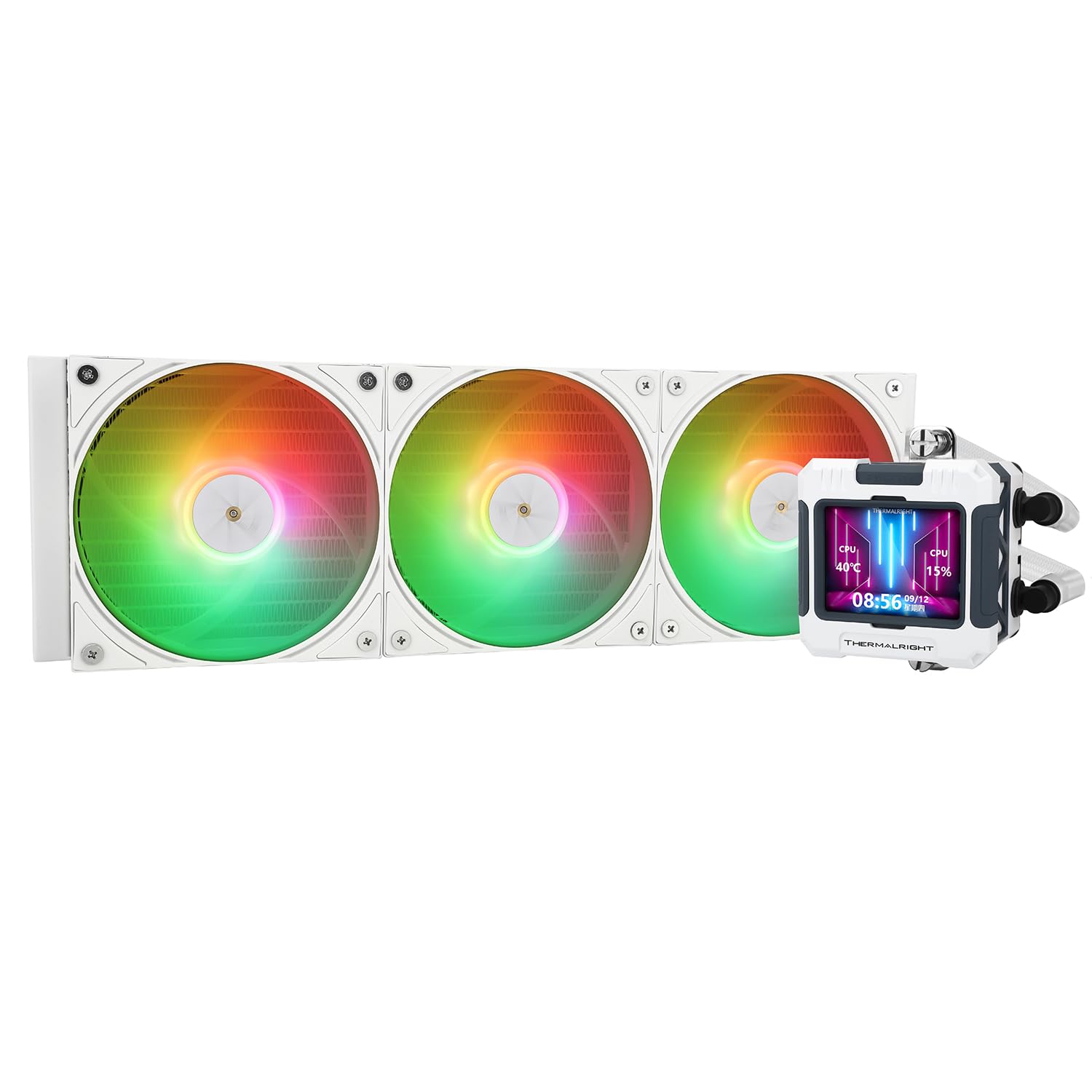 Thermalright FW 360ホワイトARGB CPUウォータークーラー、2000RPMの3つのPWMファン、320 * 240解像度のIPS LCDスクリーン、液体CPUクーラー、AMD用CPU PC Aioクーラー:AM4 / AM5 / Intel LGA1700