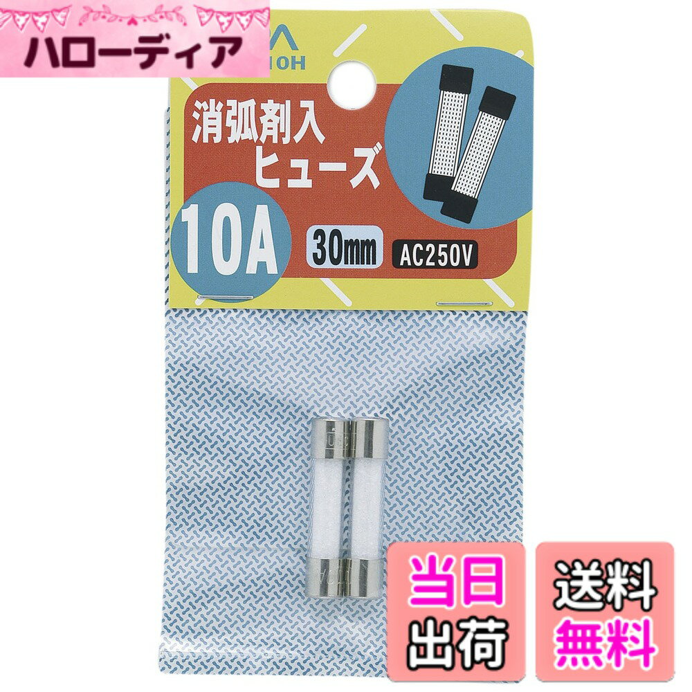 【送料無料】エルパ(ELPA) 消弧剤ヒューズ 250V 10A 定格遮断電流:10 000A 30mm 2個入 TF-S2010H