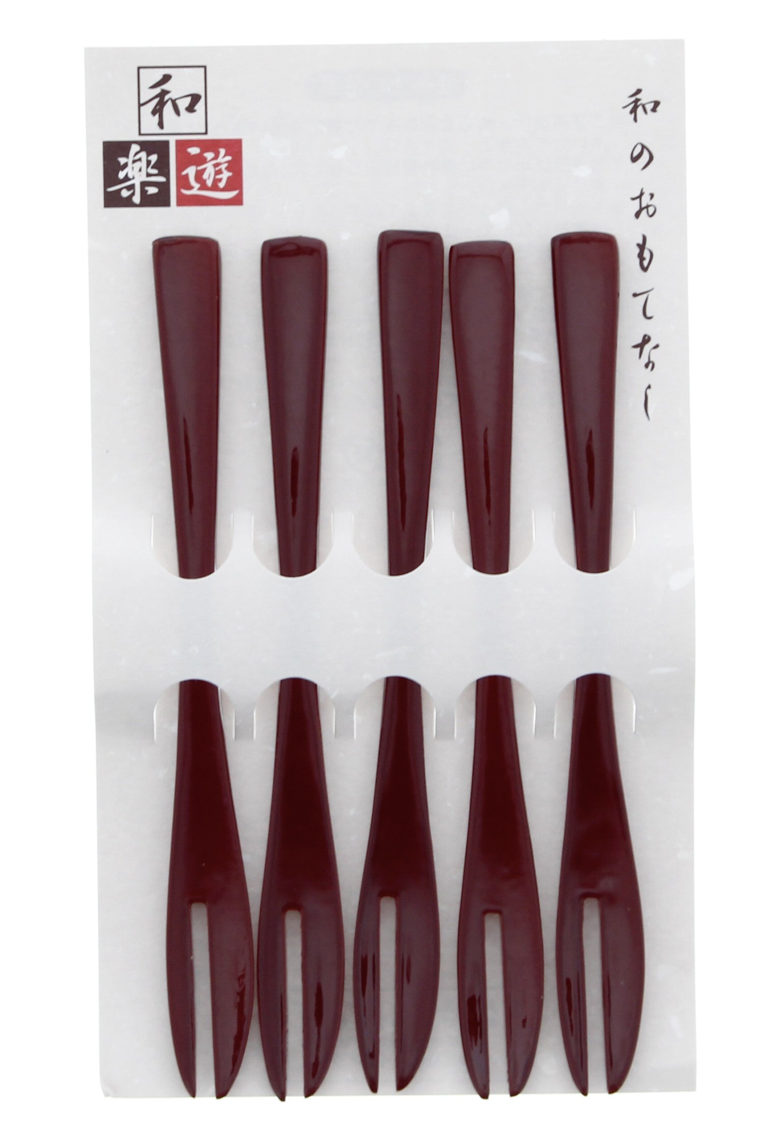 【送料無料】イシダ 和菓子フォーク 5本組 天然木