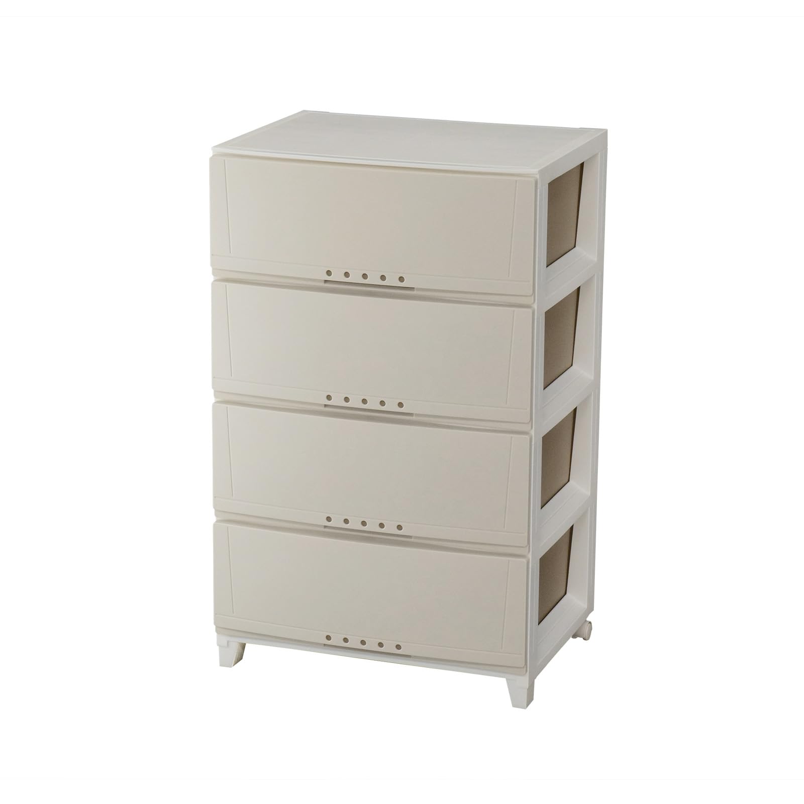 【送料無料】天馬(Tenma) シーンを選ばず使える収納チェスト 日本製 完成品 ルームケース 4段 キャスター付きで移動が簡単 引出しロック付きで抜け落ちを防ぐスムーズな引出し タンス 収納ケース 衣装ケース プラスチック 【組立不要】 【色 カプチーノ】 【サイズ 5404