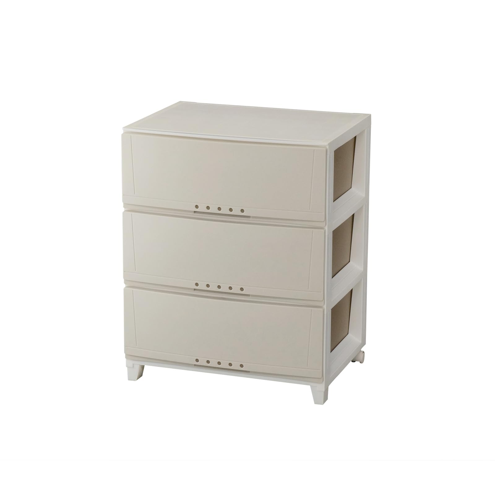 【送料無料】天馬(Tenma) シーンを選ばず使える収納チェスト 日本製 完成品 ルームケース 3段 キャスター付きで移動が簡単 引出しロック付きで抜け落ちを防ぐスムーズな引出し タンス 収納ケース 衣装ケース プラスチック 【組立不要】 【色 カプチーノ】 【サイズ 5403