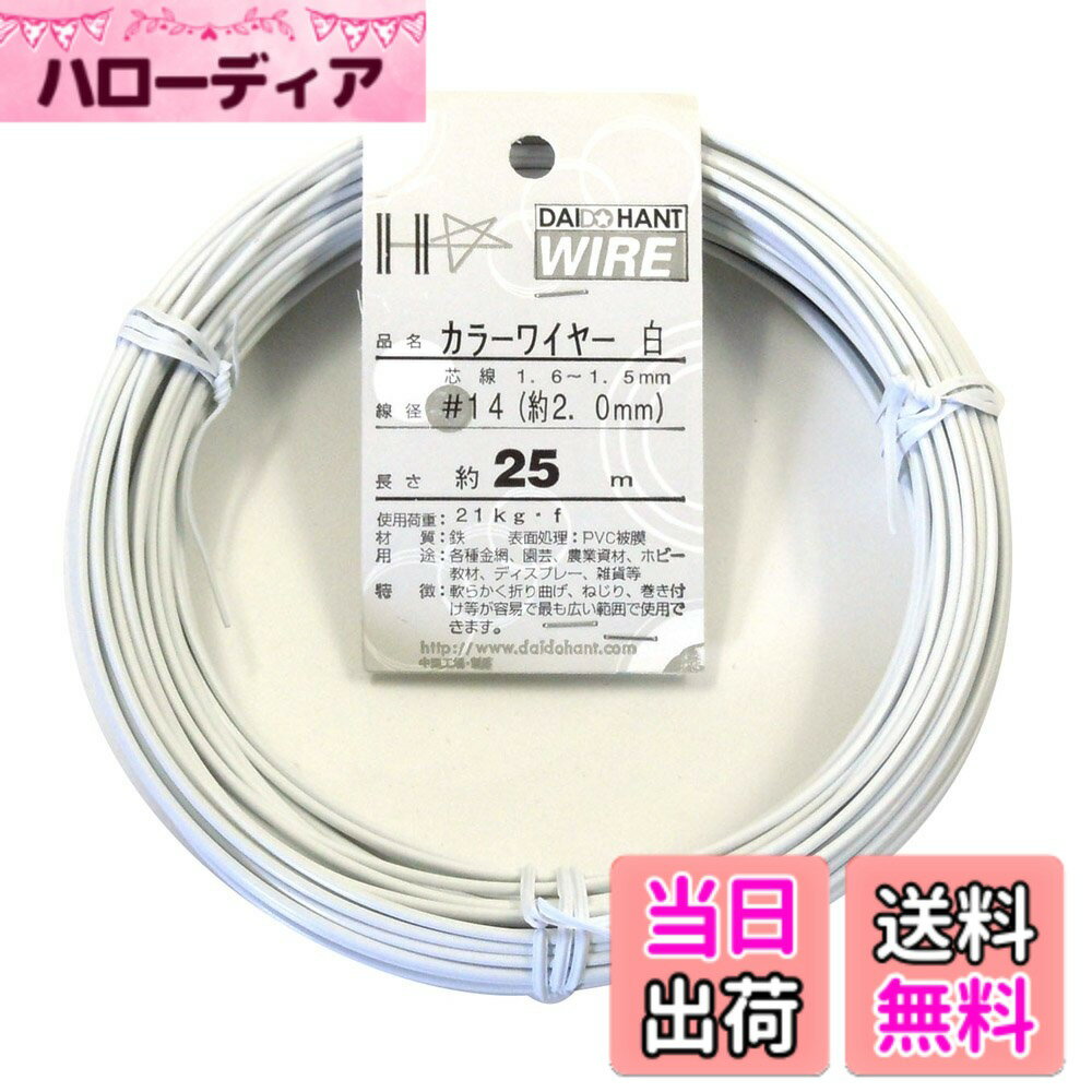 【送料無料】ダイドーハント (DAIDOHANT) 針金 [ビニール被覆] カラーワイヤー ホワイト ( 白 ) [太さ] #14 (2.0 mm x [長さ] 25m 10155308