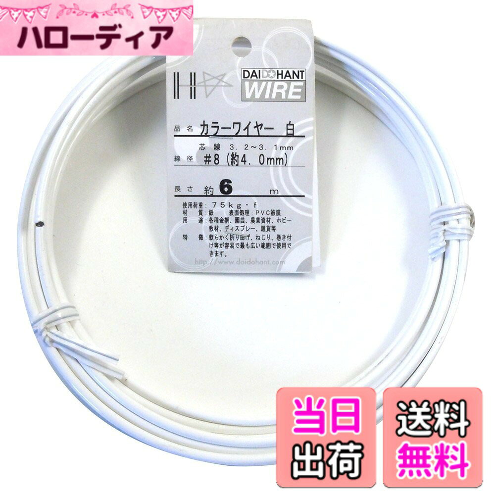 【送料無料】ダイドーハント (DAIDOHANT) 針金 [ビニール被覆] カラーワイヤー ホワイト ( 白 ) [太さ] #8 (4.0 mm x [長さ] 6m 10155838