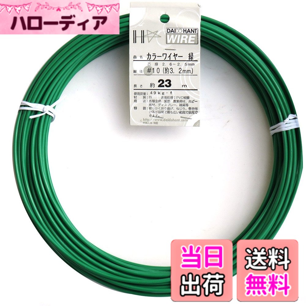 ダイドーハント (DAIDOHANT) 針金  カラーワイヤー グリーン ( 緑 )  #10 (3.2 mm x  23m 54012