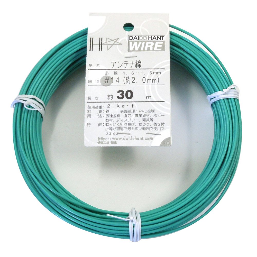 【送料無料】ダイドーハント (DAIDOHANT) 針金 [ビニール被覆] カラーワイヤー ライトグリーン( 薄緑 ) [太さ] #14 (2.0 mm x [長さ] 30m 10155296