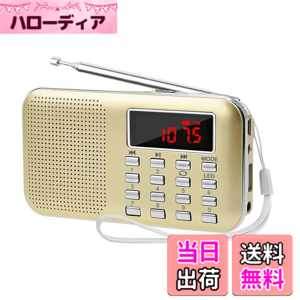 【送料無料】LEFON 充電式 多機能 AM FMポケットラジオ USB.microSDカード対応 MP3プレーヤー LEDライト ポータブル…