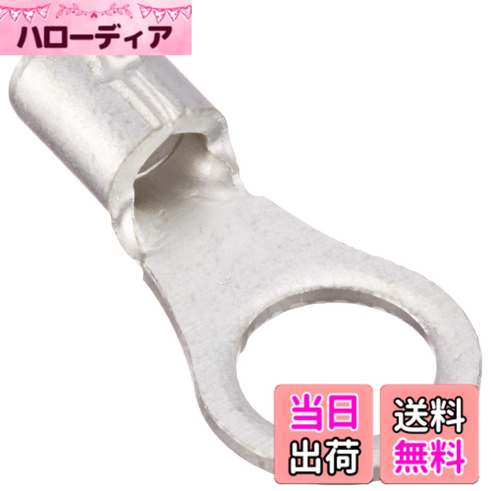 商品情報商品の説明接触面(舌部)が丸く、ねじ固定用の取り付け穴がある裸圧着端子です。 軟銅のより線または、単線の電線を接続するために使用します。主な仕様 電線抱合範囲より線(mm［［の2乗］］)：2.63-4.6 電線抱合範囲単線mm：1.82-2.4 電線抱合範囲AWG：12 スタッド径(mm)：6.4 全長(mm)：20 内寸(mm)：3 外寸(mm)：9.6 JIS規格品：x 色：シルバー 色：シルバー丸形・単線対応タイプ無酸素銅（C1020）/電気すずメッキ