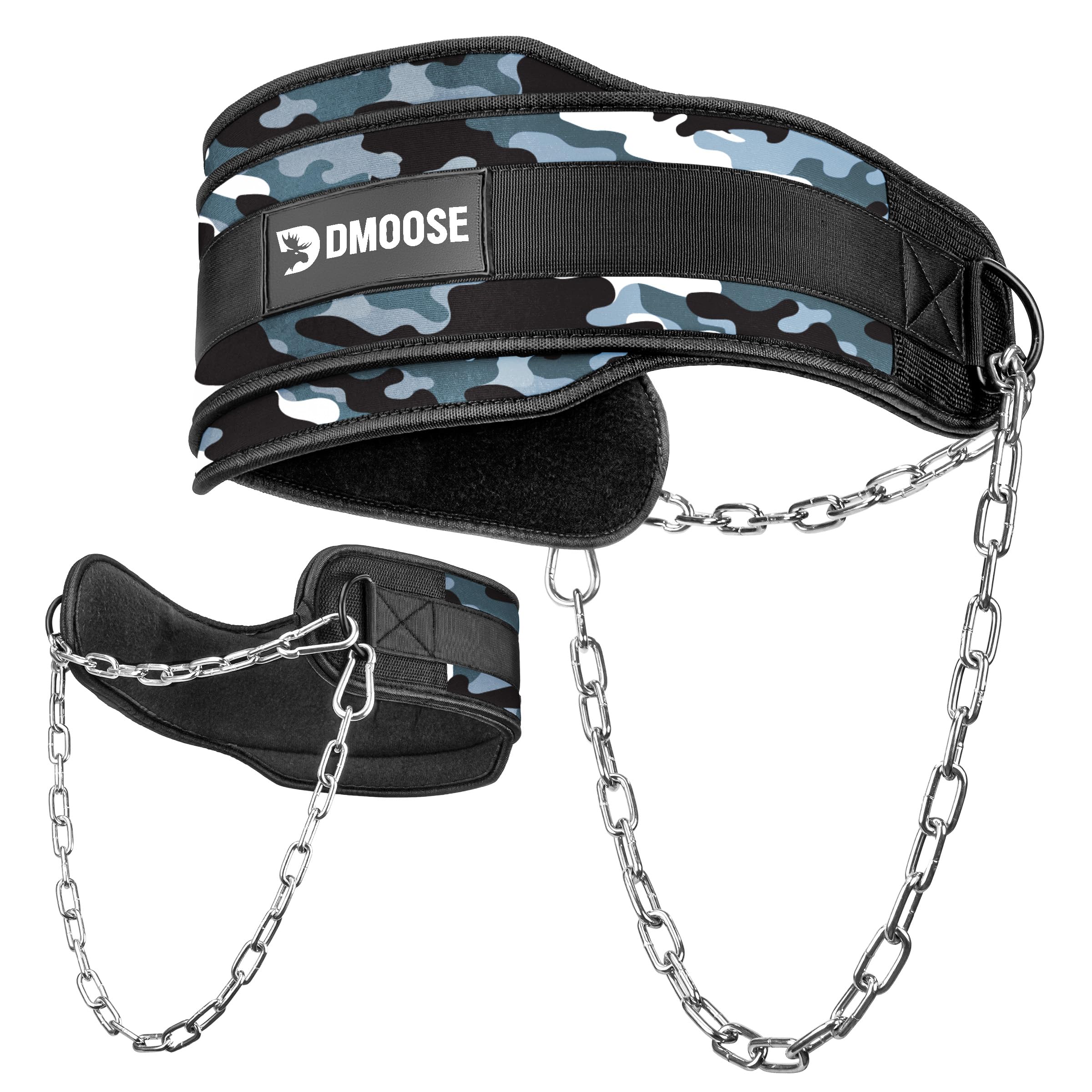 【送料無料】(Gray Camo) - Premium Dip Belt with Chain by DMoose Fitness - 90cm Heavy Duty Steel Chain