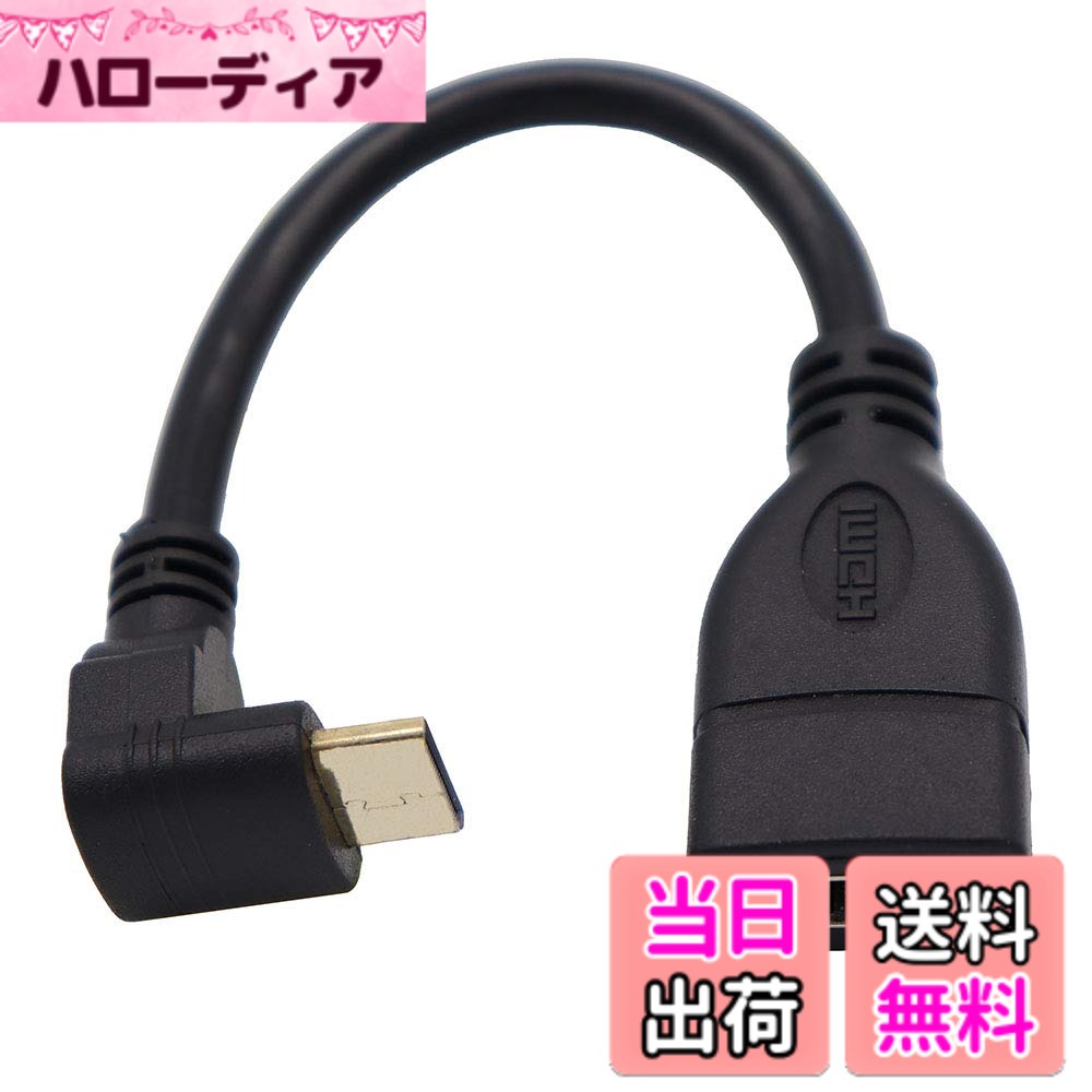 【送料無料】ViViSunハイスピードmini HDMI(オス)to HDMI(メス)変換ケーブル HDMIタイプAメス-HDMIタイプC(mini)オス 90°L型 金メッキコネクタ搭載 高速データ伝送 (上L)