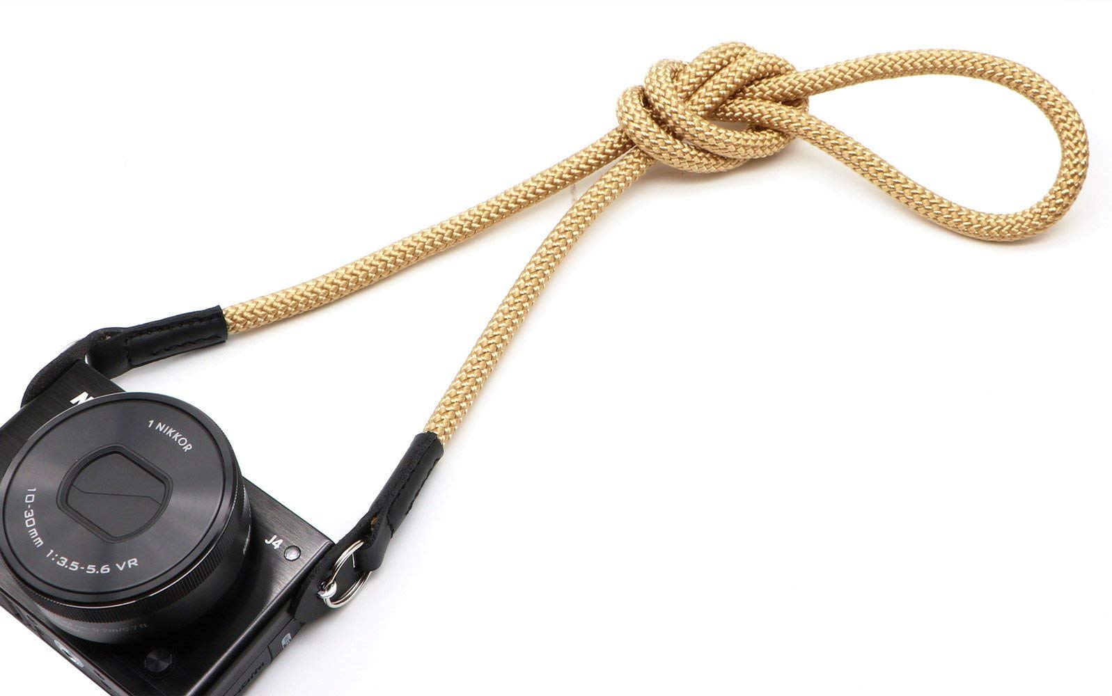 【送料無料】[INPON] カメラストラップ ネックストラップ 金属リング/リングカバー付き 一眼レフ/ミラーレス/コンパクトカメラ用 ベージュ 線径8mm 全長105cm クライミングロープ製