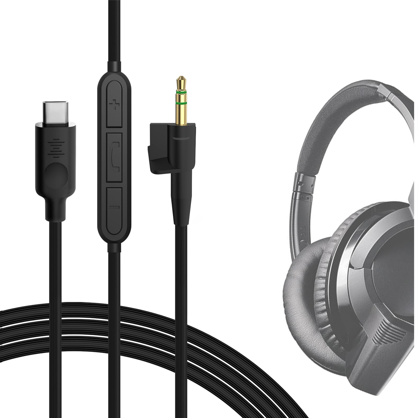 【送料無料】Geekria ケーブル USB-C Digital to Audio 互換性 オーディオコード ボーズ Bose Around-Ear AE2, AE2i, AE2w ヘッドホンケーブル、Type-C に適合する インラインマイクと音量コントロール 1.2 m