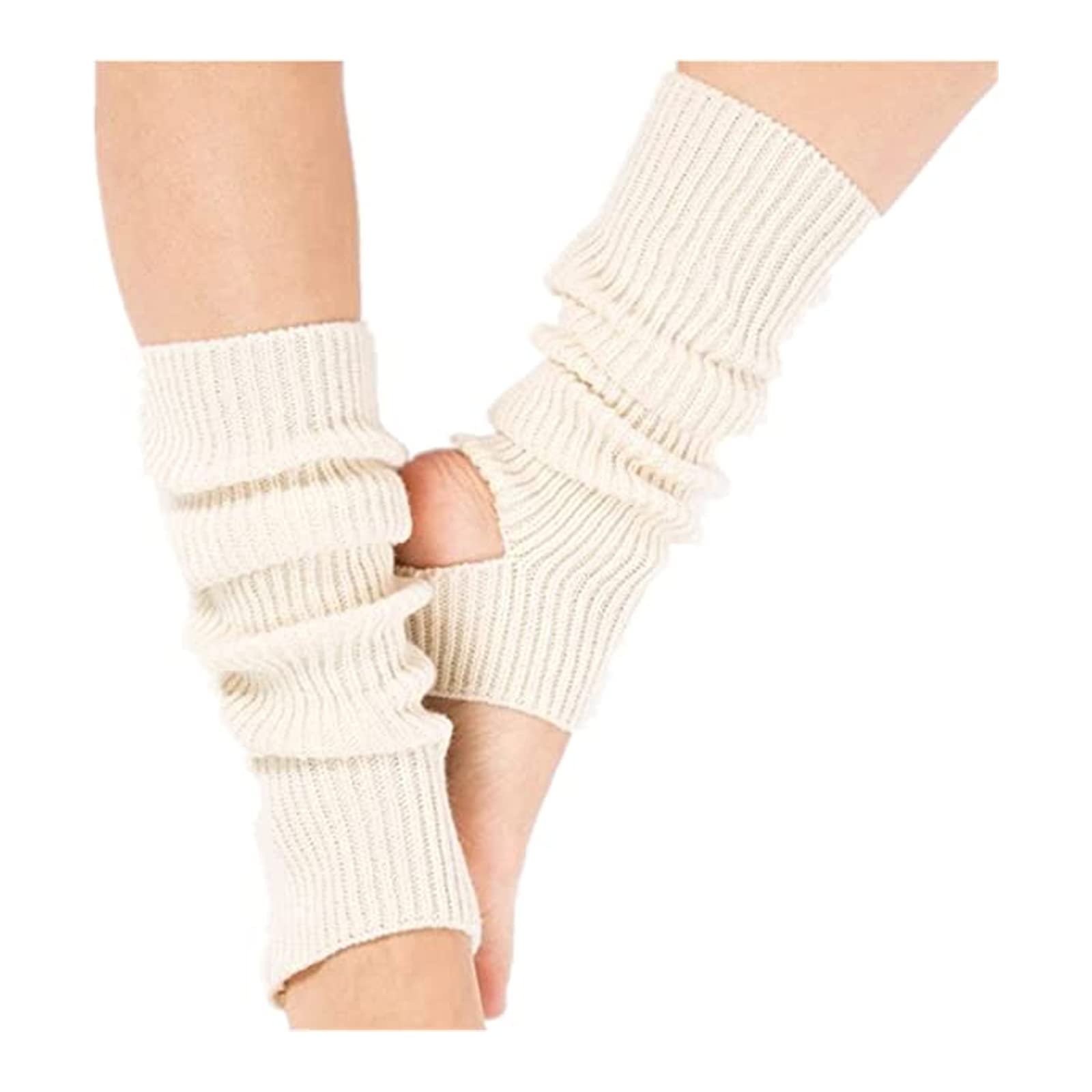 【送料無料】[Kingsie] ソックス ヨガ レデイース レッグウォーマー 足首ウォーマー 靴下 ニット ヨガソックス 運動防護 防寒 冷え対策 指なし スポーツ かかと開き つま先開き 43cm (ベージュ)