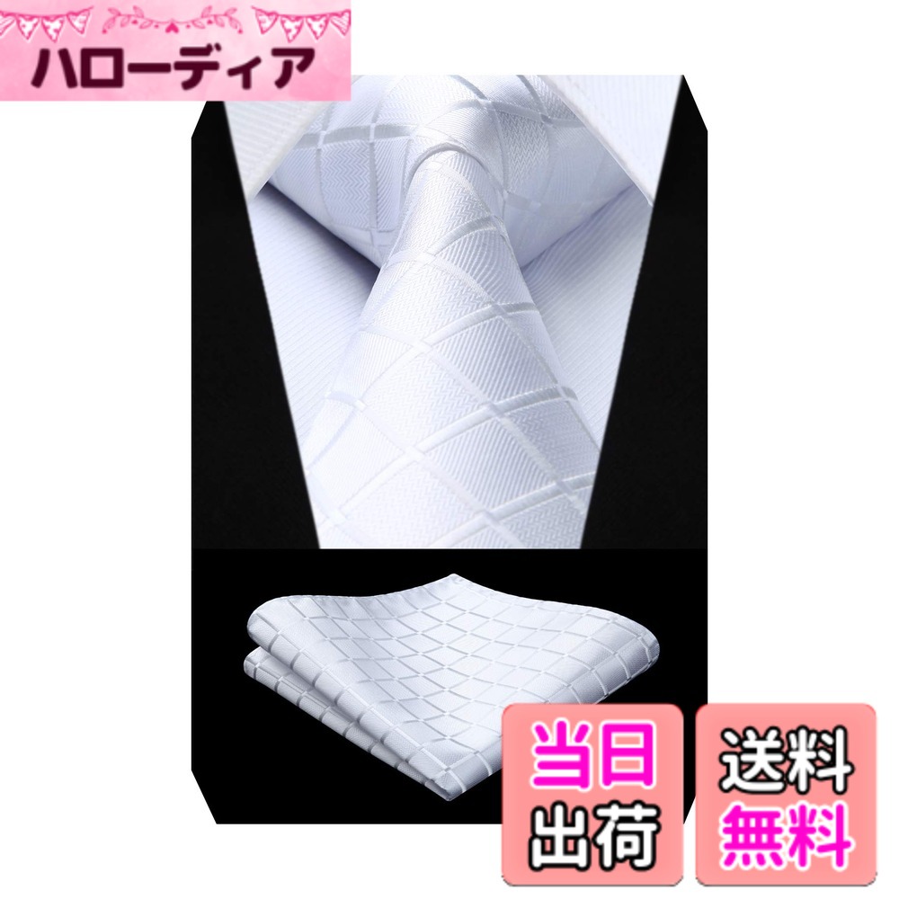 【送料無料】[HISDERN] 結婚式 白 ネクタイ セット メンズ フォーマル ビジネス ネクタイ おしゃれ 紳士 礼服用 高級 入学式 卒業式 プレゼント HC-02