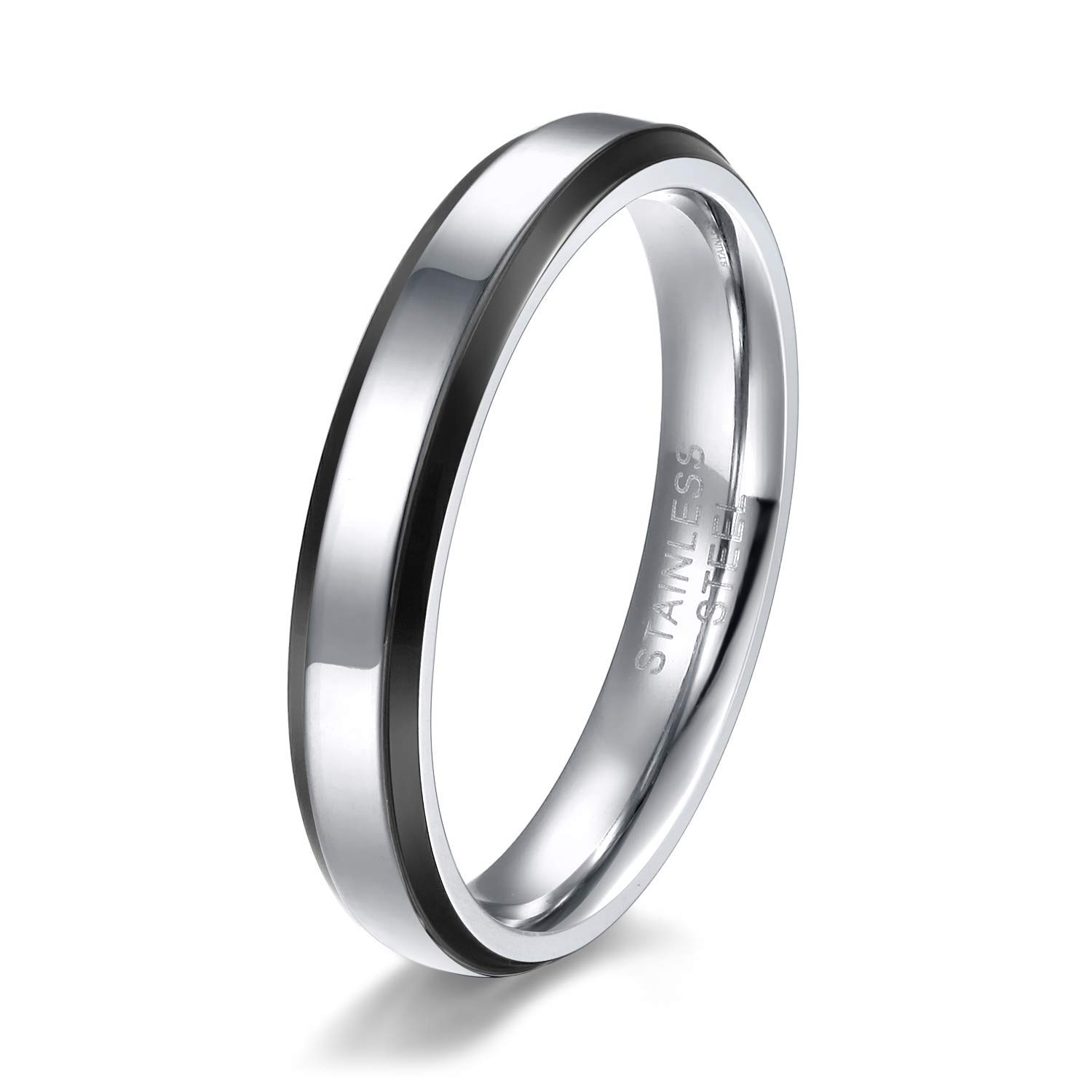 【送料無料】TICENTRAL ステンレス ピンキーリング メンズ ペア 指輪レディース 幅4mm シンプル 鏡面加工 細身 平打ち（ブラック,15）