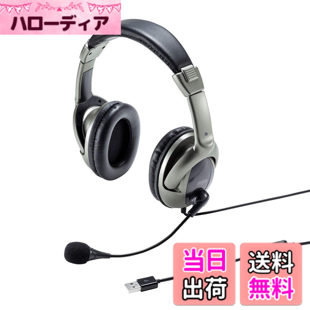 【送料無料】サンワサプライ 有線 USBヘッドセット ノイズキャンセリングマイク採用 Skype ZOOM対応 MM-HSU10GM