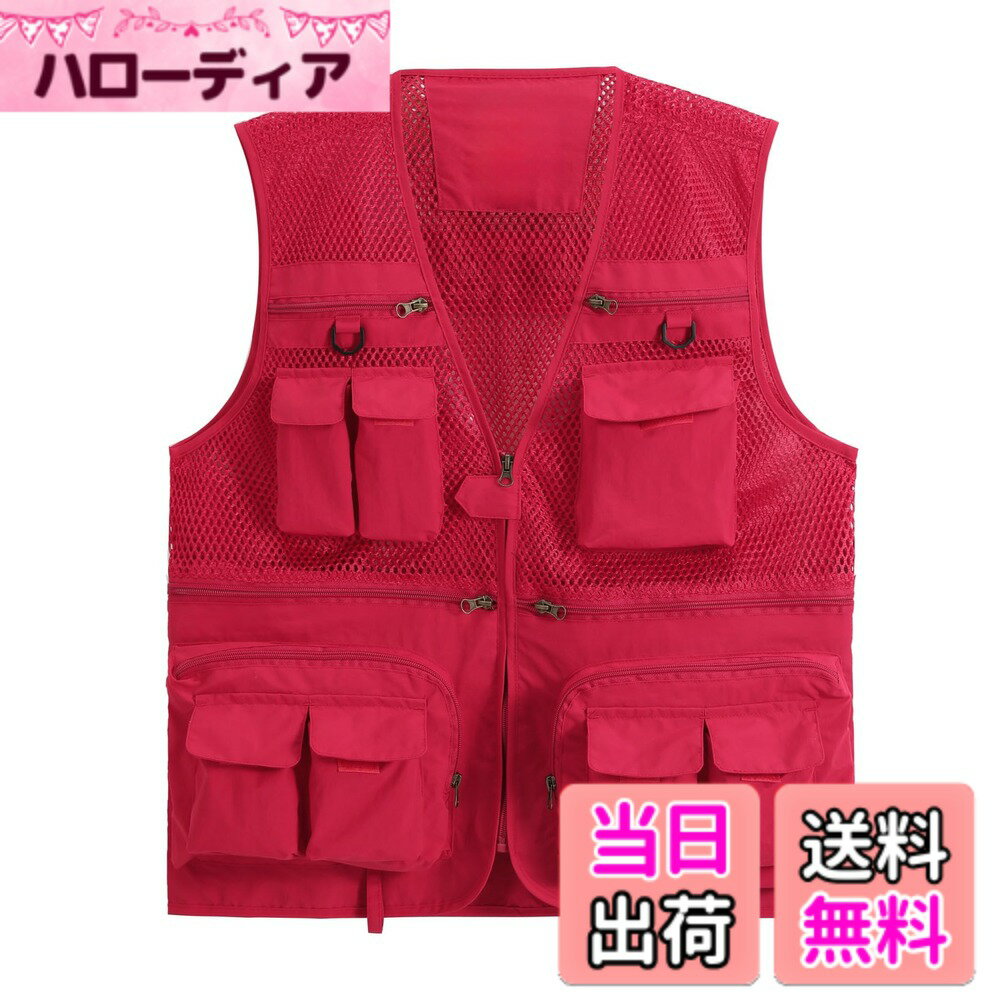 【送料無料】[AOWOFS] フィッシングベスト メッシュベスト メンズ アウトドアベスト ポケット多い 秋 軽量 通気 速乾 多機能 お釣り 撮影 山歩き 射撃 登山服 大きいサイズ ミリタリー 作業着