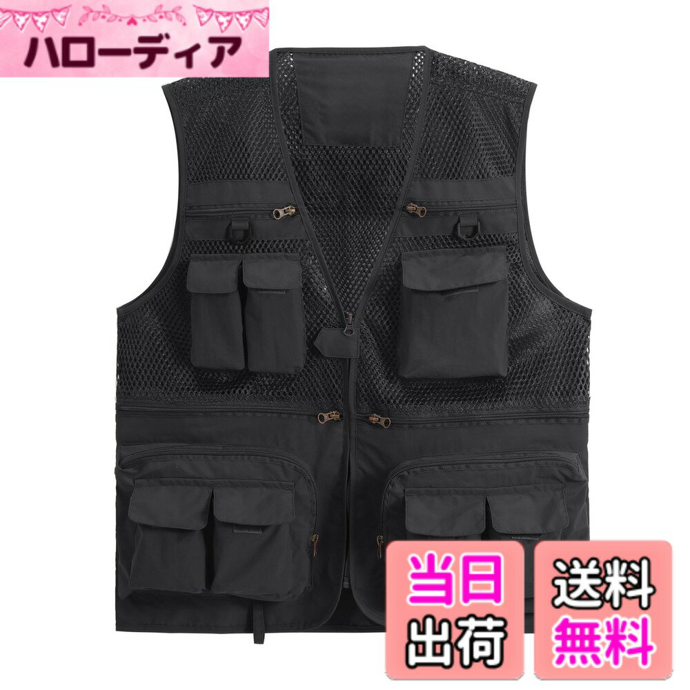 【送料無料】[AOWOFS] フィッシングベスト メッシュベスト メンズ アウトドアベスト ポケット多い 秋 軽量 通気 速乾 多機能 お釣り 撮影 山歩き 射撃 登山服 大きいサイズ ミリタリー 作業着