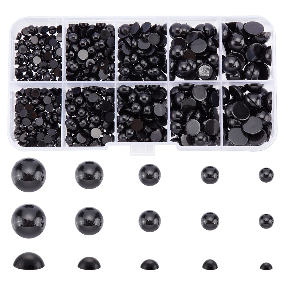【送料無料】PH PandaHall 約760個/箱 4/5/6/8/10mm 人形 ぬいぐるみ目 テディベア アイ 目玉 ドールアイ 動物 クラフト ドールメイキング DIY用 手芸 パーツ 材料 ハンドメイド 素材 貼り付け ブラック