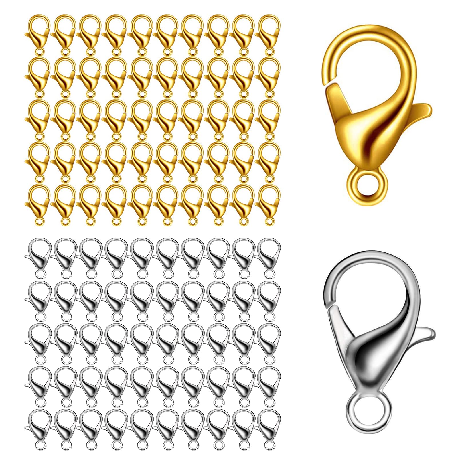 【送料無料】【BEAUTY PLAYER】カニカン パーツ シルバー ゴールド 各50個 100個セット 10mm メガネチェーン マスクチェーン グラスチェーン メガネチェーン マスクチェーン グラスチェーン ネックレス ブレスレット アンクレット 金具 留め具 アクセサリー ストラップ