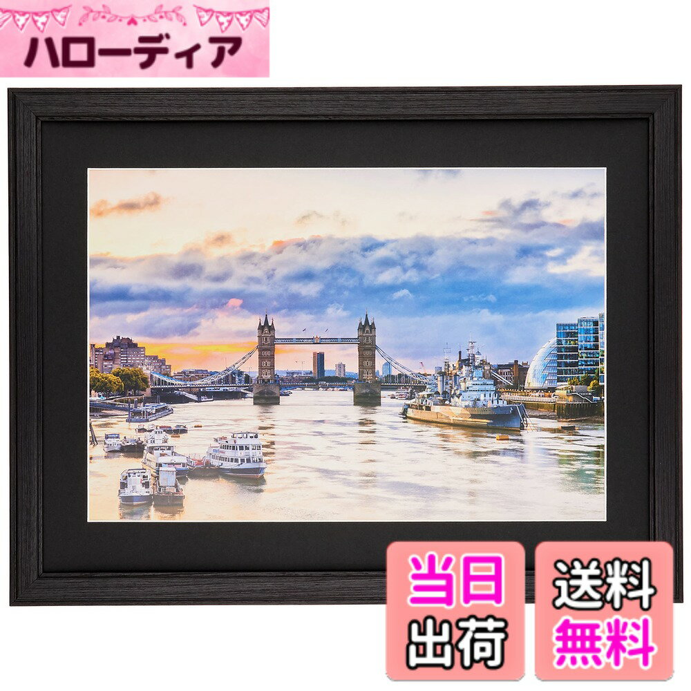 【送料無料】ケンコー(Kenko) 額縁 コスモス W4切 木製 前面ガラス板使用 ブラック MCM-W4-BK