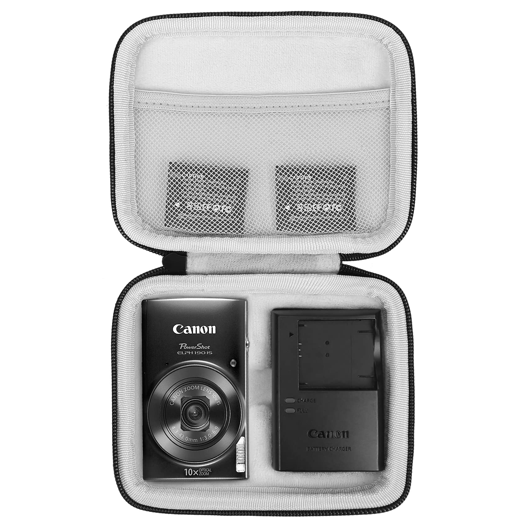 【送料無料】Khanka 専用保護収納ケース 用の デジタルカメラ IXY180 IXY650 IXY200 IXY210 (ブラックジッパー)