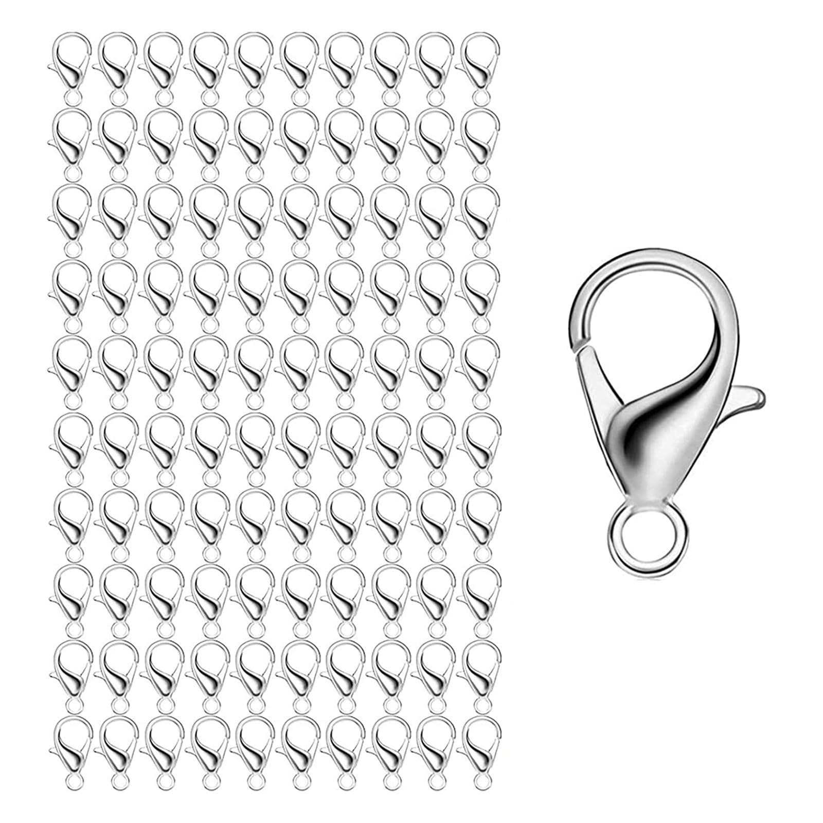 【送料無料】【BEAUTY PLAYER】カニカン パーツ シルバー 約100個セット 10mm メガネチェーン マスクチェーン グラスチェーン ネックレス ブレスレット アンクレット 金具 留め具 アクセサリー ストラップ パーツ ハンドメイド DIY材料 (10mm シルバー)
