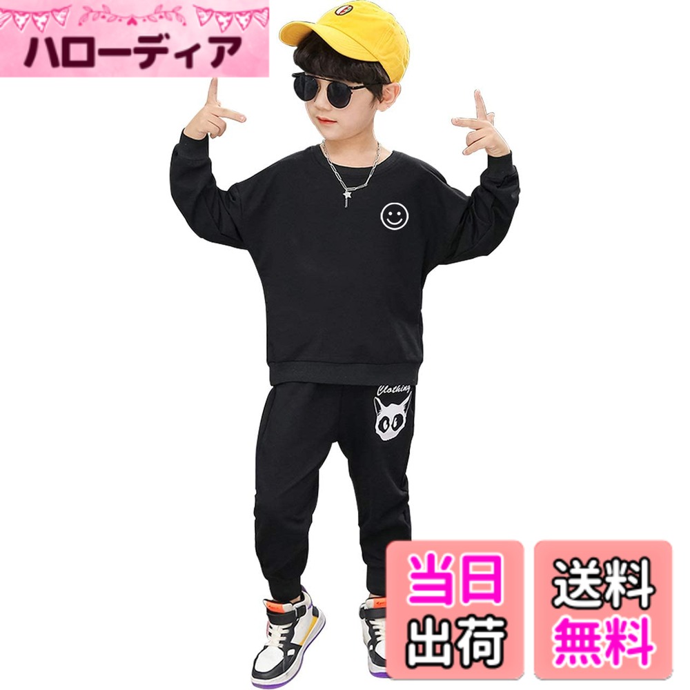 樂天商城 - 【送料無料】[SIPERLARI] トレーナー 子供服 スウェット パーカー 裏パイル 綿 長袖シャツ クルーネック プルオーバー キッズ男女兼用 ジュニア ワンポイント 男の子 女の子 かわいい 服 やわらか あたたかい ファッション おしゃれ カジュアル(ブラック,120)