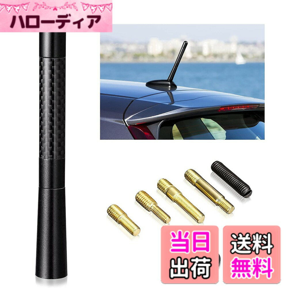 【送料無料】BINGFU ショートアンテナ 車用 AM FM アンテナ 汎用 高感度 マストカーボンファイバー スタビーカーアンテナ