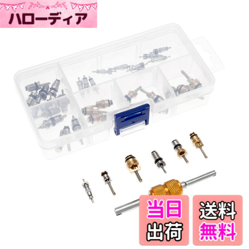 【送料無料】Bowarepro 40PCS エアコンバルブコア 虫回しドライバー エアバルブレンチ 車A/C R12 R134a冷媒交換 修理パーツ 冷凍タイヤバルブステムコアリムーバーツール