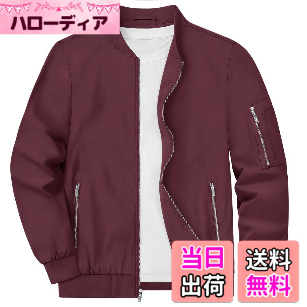 Jacket - 【送料無料】[KEFITEVD] アウター メンズ 大きいサイズ 赤 ジャンパー 薄手 トラックジャケット 作業着 スタジャン 無地 ブルゾン ポケット付き スカジャン 秋冬 ワインレッド 2XL