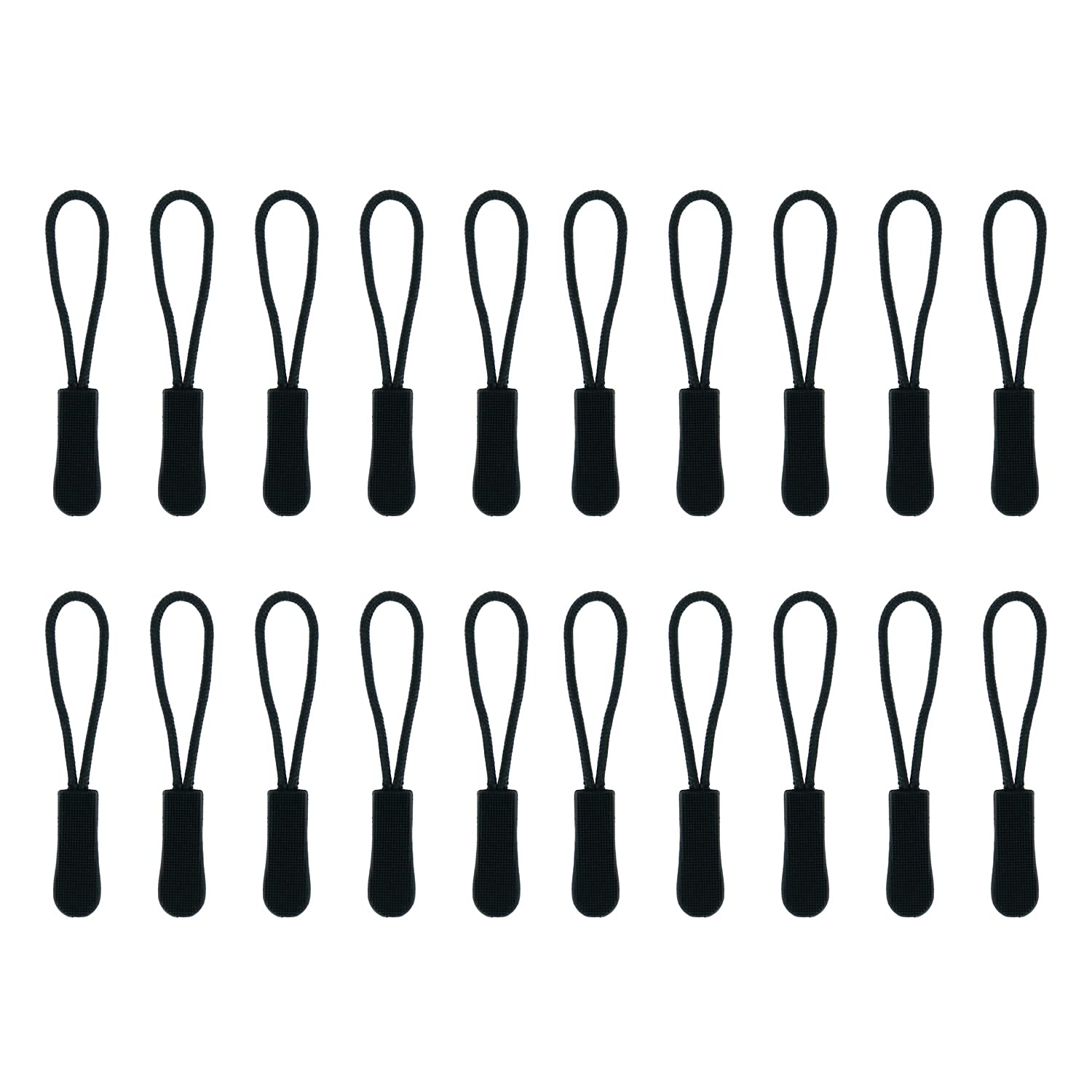 【送料無料】TORMEN ジッパープル 強力なナイロンコードプル ノンスリップ ジッパー タブ 延長ファスナー バックパック、ジャケット、トランク、ハンドバッグ、手提げ鞄(20個, ブラック）