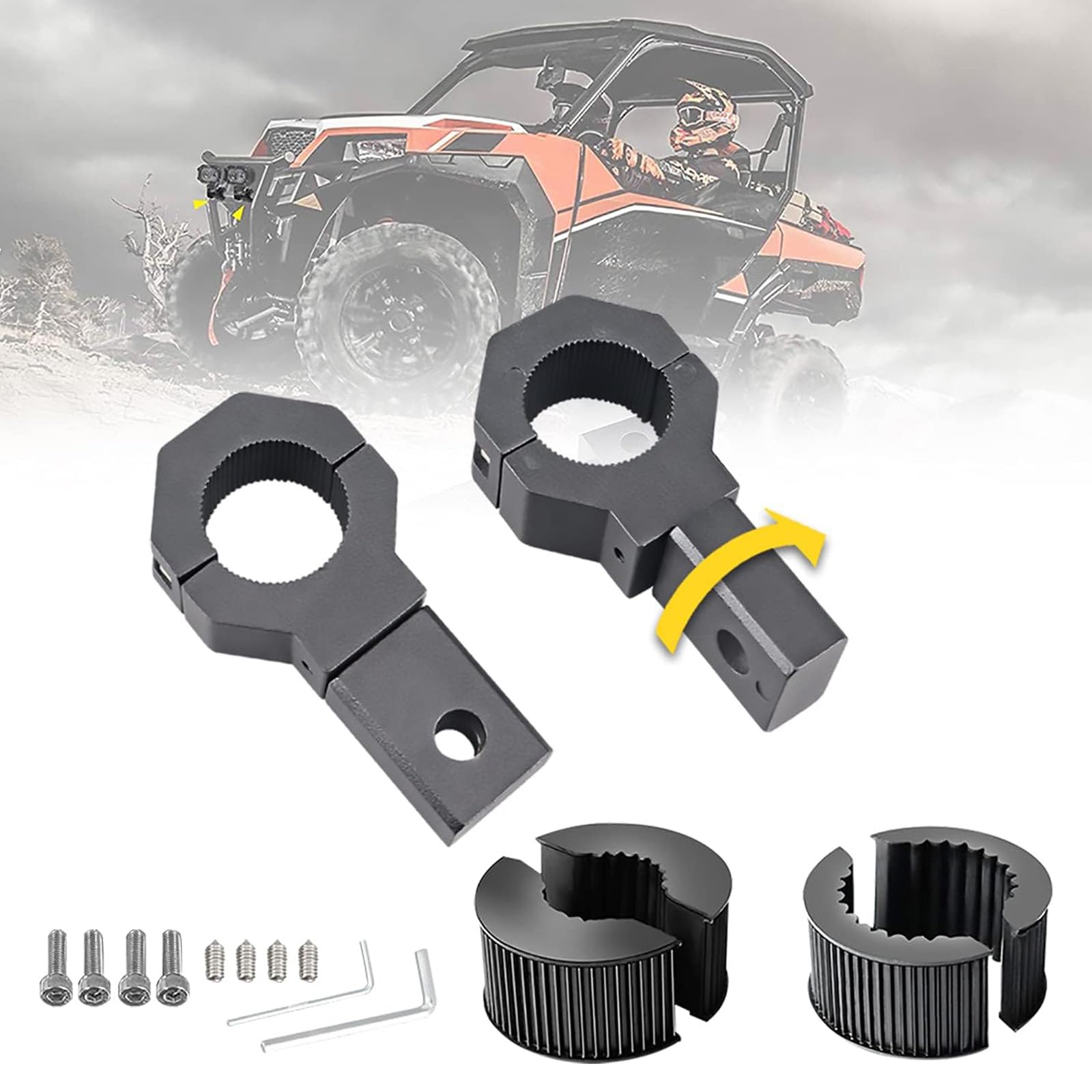 【送料無料】Chelhead 360度回転 パイプ挟み込み型 ブラケット 調節可能 LED作業灯用 バイク用 0.75"/1"/1.25" 径15mm-30mm 穴あけ不要 取付簡単 アルミ製 防水耐震 ジムニー ATV UTV対応 2個セット