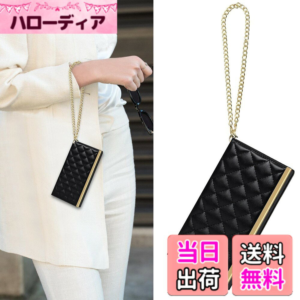Rakuten - 【送料無料】Pelanty For iPhone 11 Pro Max ケース手帳型 携帯カバー PUレザー ストラップ付き 女性可愛い 化粧鏡付き suica ICカードホルダー 財布型カバー 手持ち縄掛け スタンド機能 耐衝撃性 落下保護 多機能 アイフォン11 Pro Max（短縄-ブラック）