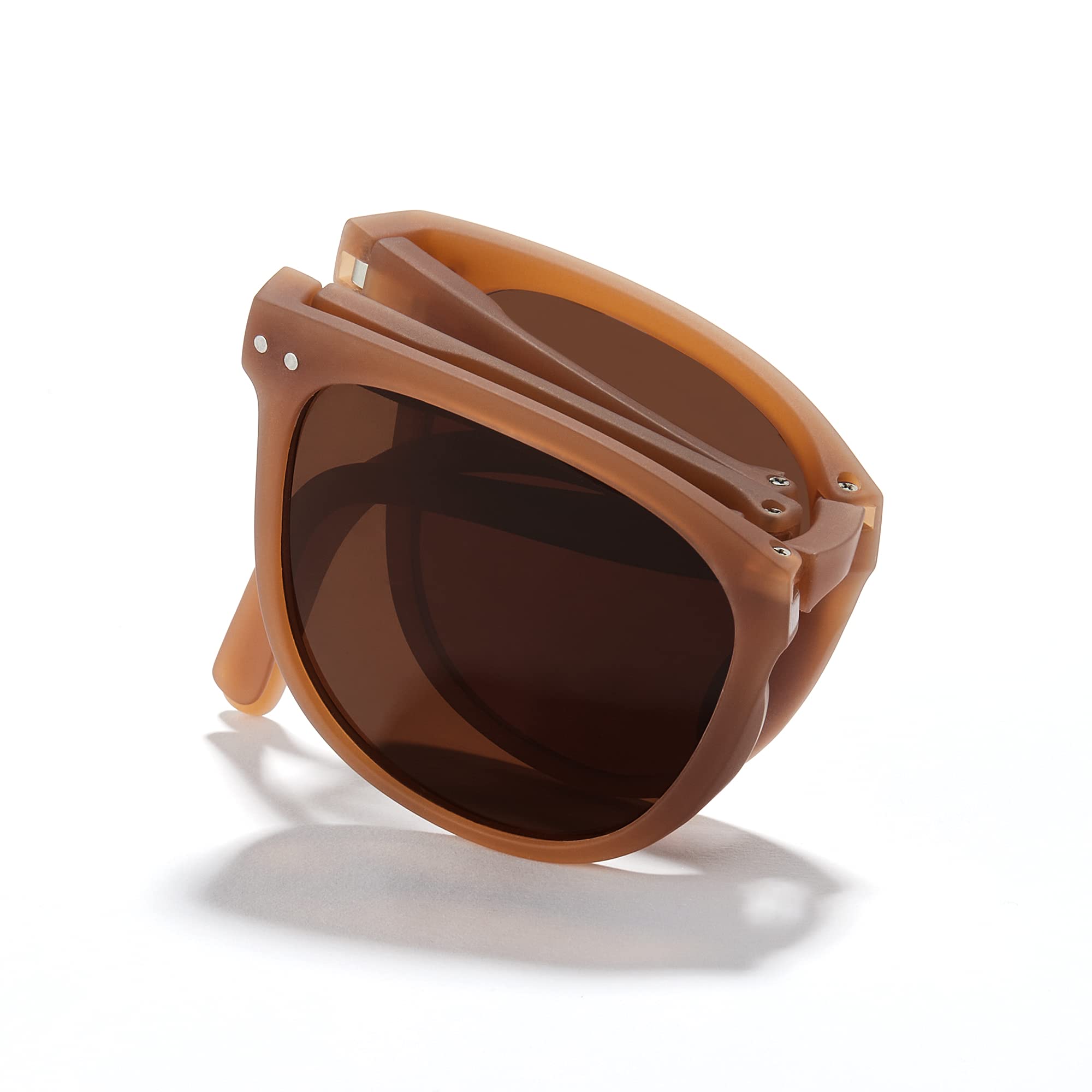 【送料無料】[Cyxus] 折りたたみサングラス 偏光レンズ UVカット 小顔効果 超軽量 釣り/運転/登山/スポーツ用 おしゃれ (05茶色)