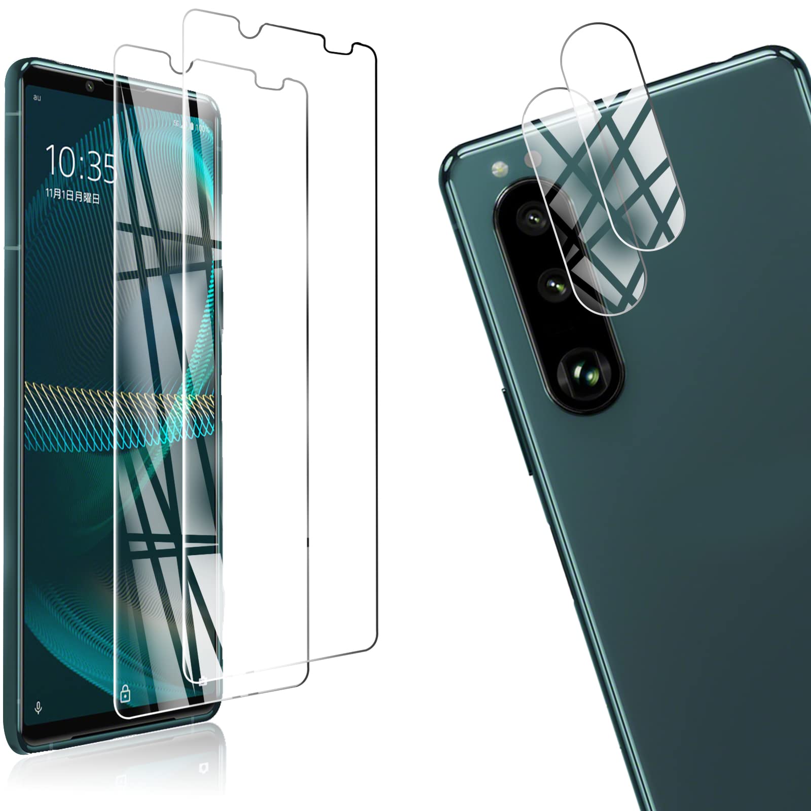 【送料無料】【4枚セット】2枚 FOR Sony Xperia 5 III SO-53B/SOG05 用のガラスフィルム + 2枚 FOR Xperia 5 III SO-53B/SOG05 用の カメラ フィルム 超薄型 強化ガラス 保護フィルム FOR SO-53B/SOG05 用の旭硝子製 高透過率 硬度9H 飛散防止 液晶保護フィルム PCduod