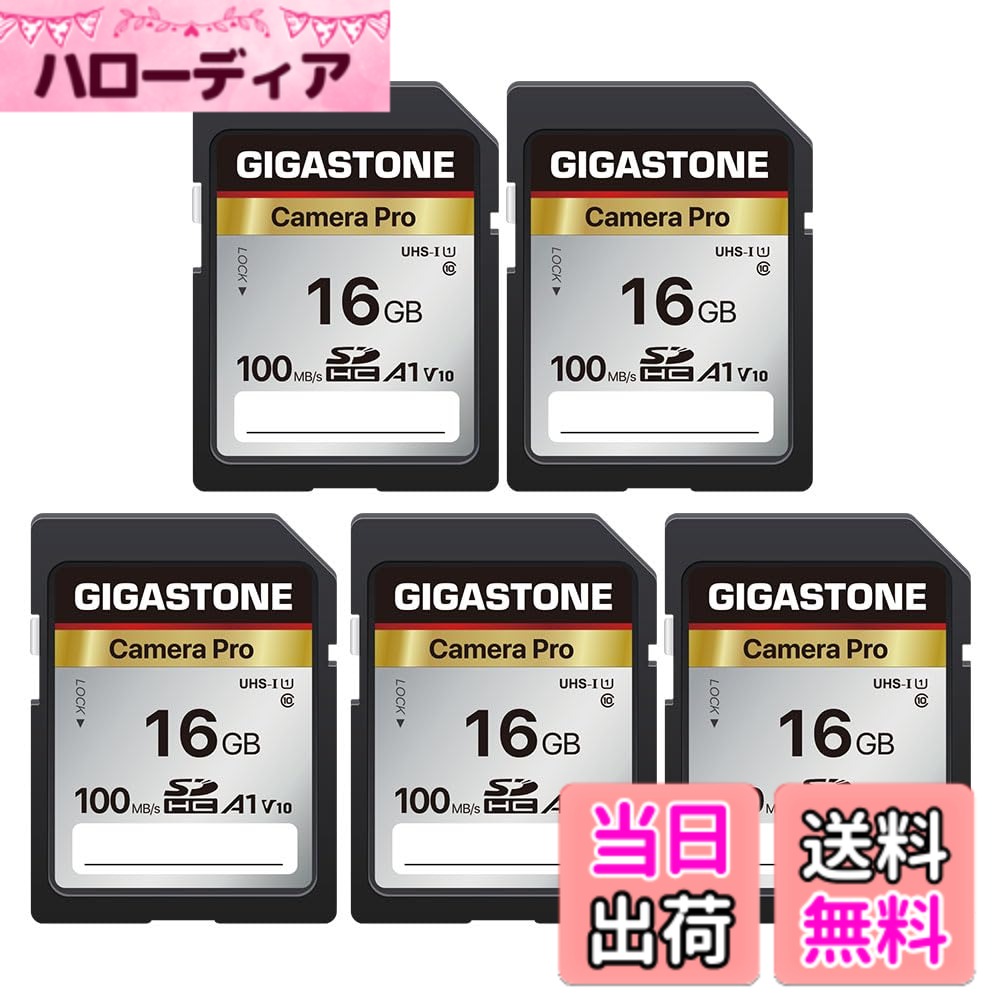 【送料無料】【5年データ復旧・無償交換】GIGASTONE SDカード 16GB 5個セット Camera Pro SDHC UHS-I A1 V10 U1 C10 100 MB/s 高速 4K UHD & Full HD ビデオ Canon Nikon Sony Pentax Kodak Olympus Panasonicなど デジタルカメラ 一眼レフ対応 ミニケース5個付き