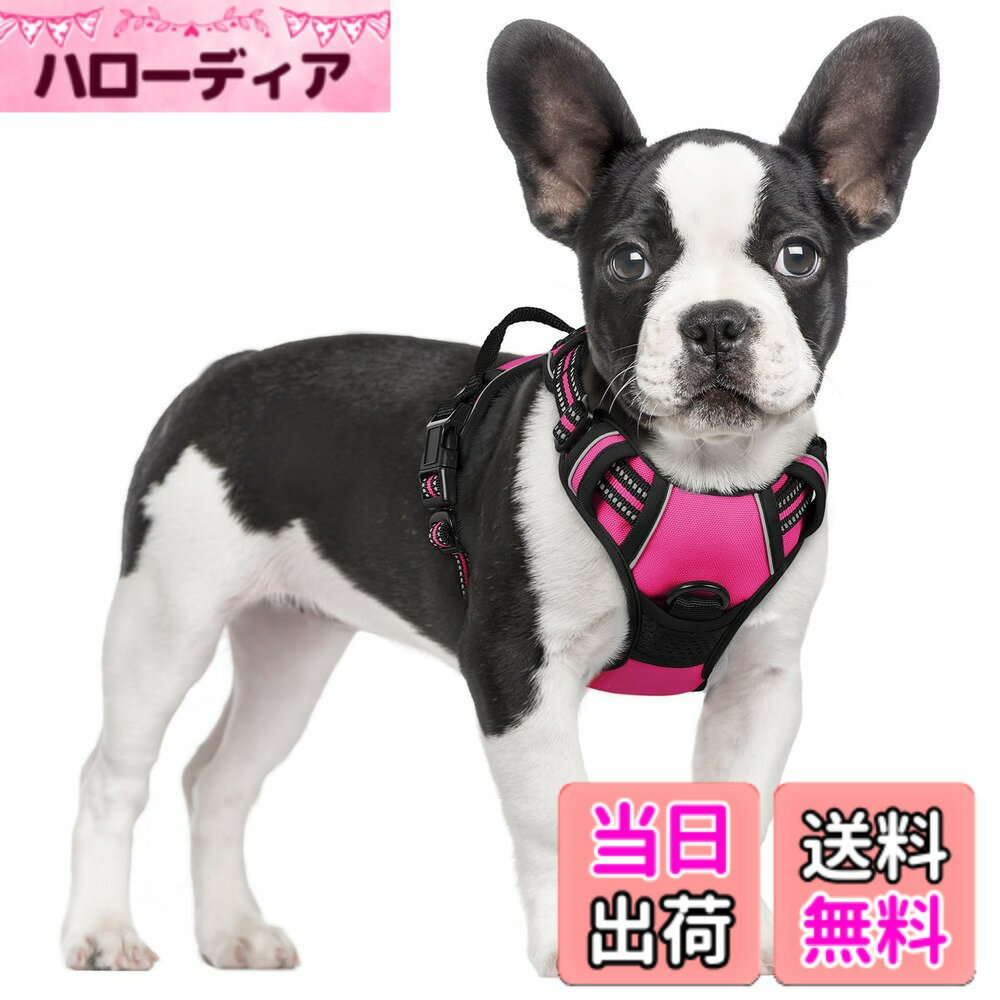 Rakuten - 【送料無料】Rabbitgoo 犬 ハーネス 小型犬 ソフト かわいい 犬用胴輪 引っ張り防止 負担が少ない首輪 サイズ調整可 夜間反射 抜けない 通気性 咳き込み防止 散歩 歩行補助 老犬介護 しつけ 運動向き 犬 中型犬 大型犬 柴犬 秋田犬 （ローズレッド S)